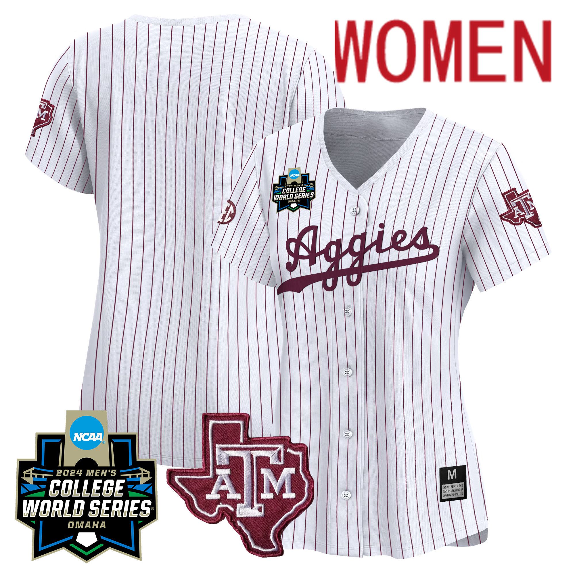Women Texas A&M Aggies Blank White Stripe 2024 College World Series Vapor Premier Limited NCAA Jersey->customized nfl jersey->Custom Jersey